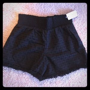 Black crochet shorts